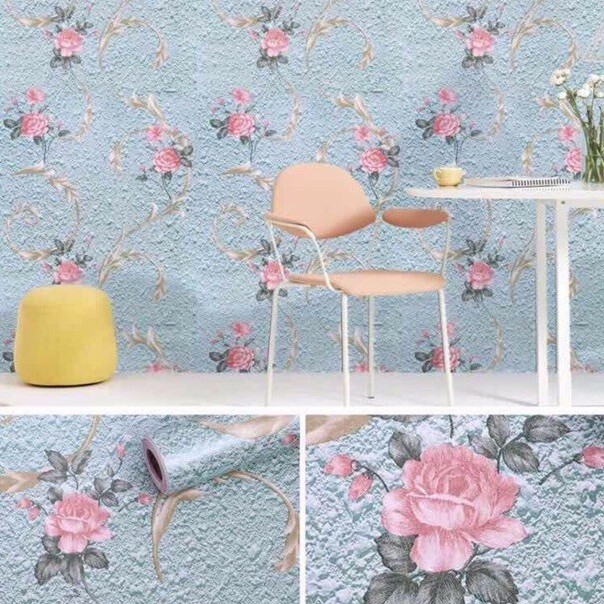 10M Giấy Dán Tường Hoa Hồng Nền Đá Xanh (45cm x 10m) 6055-1 | BigBuy360 - bigbuy360.vn