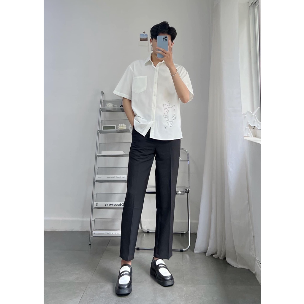 ÁO SƠMI HOẠ TIẾT 2235 CHUOTCONG OFFICIAL (Trắng,Đen,Kem)