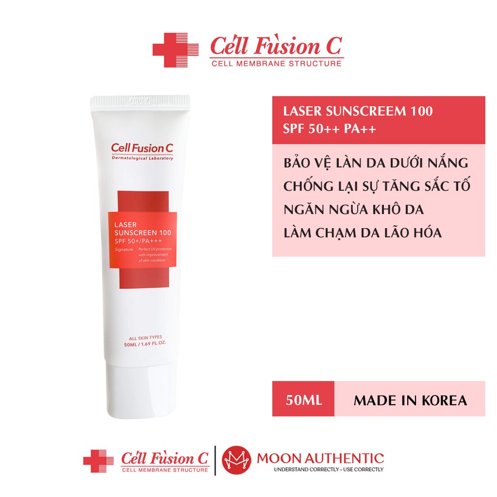 Kem Chống Nắng Cell Fusion C nâng tone trắng hồng Laser / Clear / Toning Suncreen Đỏ / Xanh