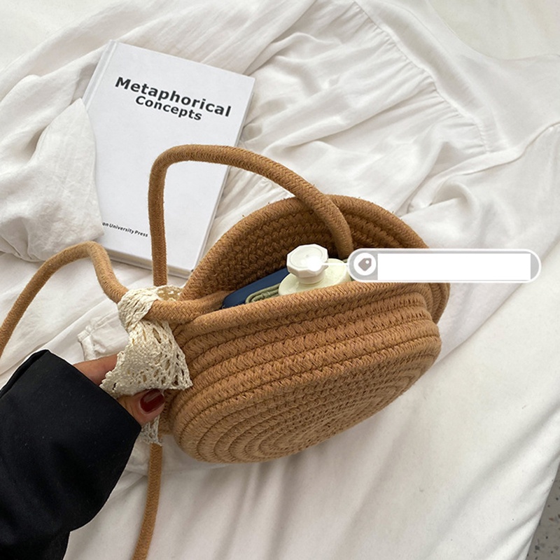 Túi cói Bằng Rơm Hình Tròn Thời Trang Dễ Phối Đồ Cho Nữ