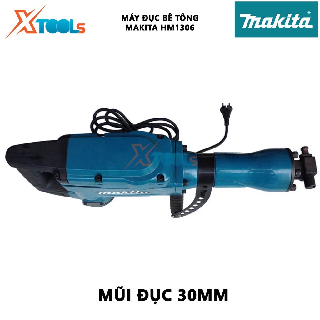Máy đục bê tông 30mm Makita HM1306 | Đục bê tông (mũi lục giác) Tốc độ đập/phút: 1,450, dùng cho các ngành nghề xây dựng