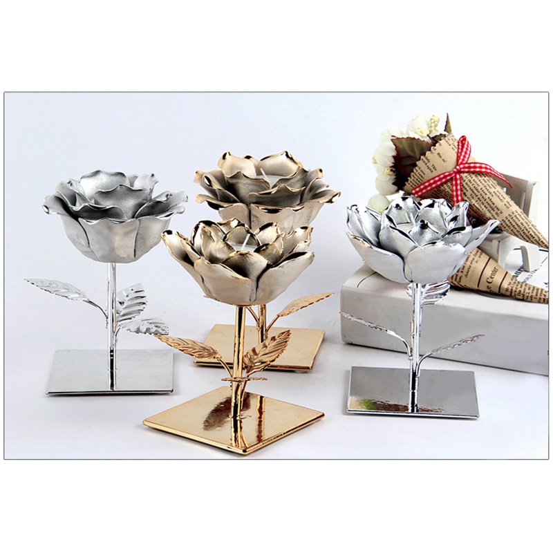 Giá Đỡ Đèn Cầy Bằng Sắt Hình Hoa Hồng Độc Đáo Trang Trí Nhà Cửa