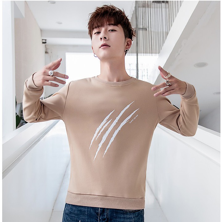 Áo thun nam tay dài 𝐅𝐑𝐄𝐄𝐒𝐇𝐈𝐏 áo thun nam dài tay sweater nâu be ba gạch thoáng mát, mềm mịn, co giãn tốt