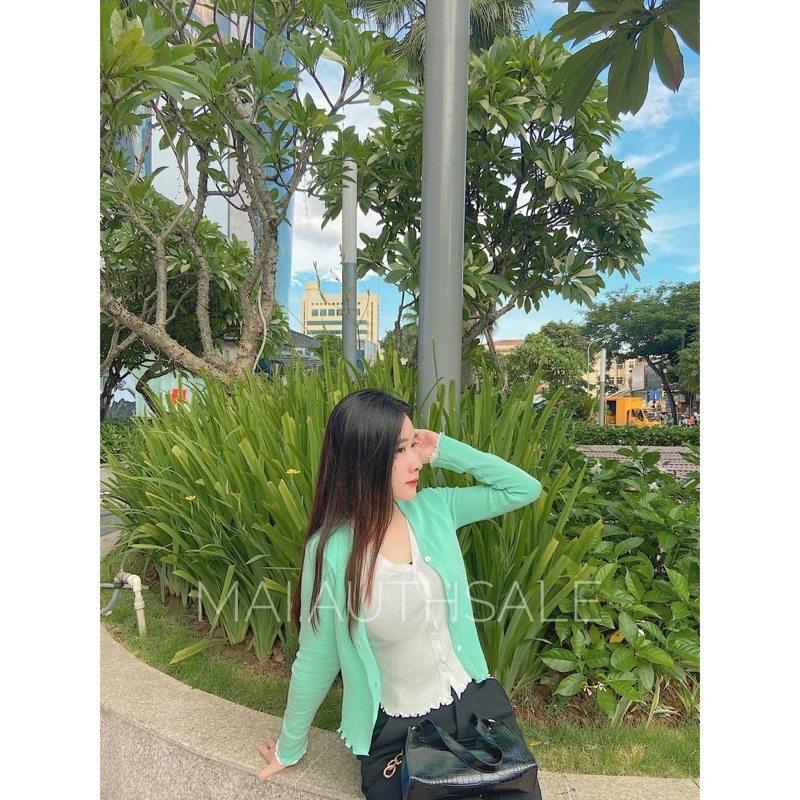 Áo knit 2 lớp tay phối bèo