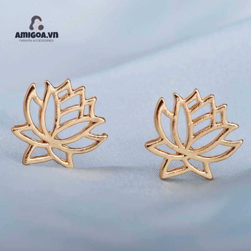Khuyên Tai Xỏ Lỗ Hình Hoa Sen/Hoa Sen Đơn Giản Thời Trang Cho Nữ