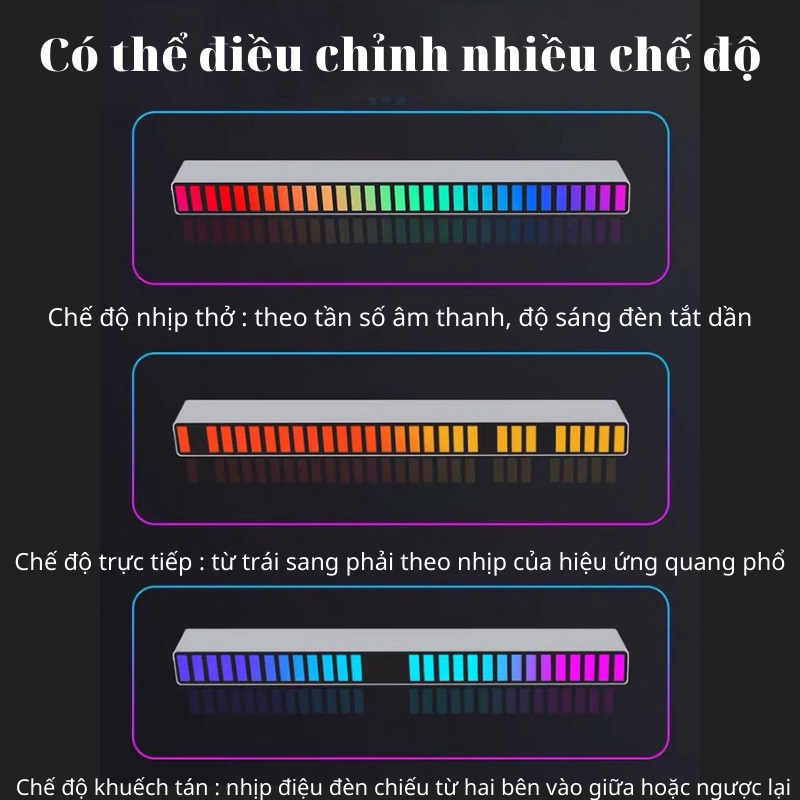 THANH ĐÈN LED NHÁY THEO NHẠC  RGB 16 TRIỆU MÀU - TRANG TRÍ BÀN LÀM VIỆC KỆ TIVI, TRANG TRÍ TRÊN XE HƠI LED RGB