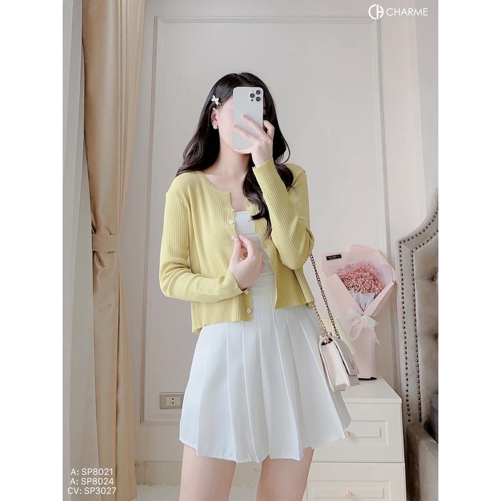 Áo khoác len nữ dáng cardigan ngắn thiết kế Charme 8021
