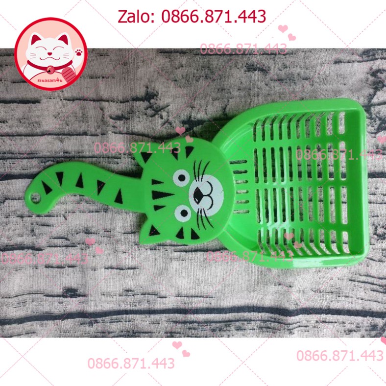 ⚡𝐅𝐑𝐄𝐄𝐒𝐇𝐈𝐏⚡ Xẻng xúc cát vệ sinh cho mèo, lỗ nhỏ không lọt cát, hình mèo ngộ nghĩnh