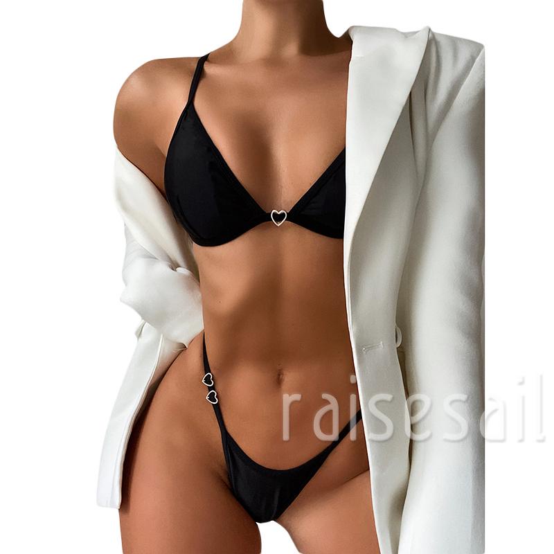 Rs Bộ Đồ Bơi Bikini Hai Dây Màu Trơn Có Thể Điều Chỉnh Dành Cho Nữ