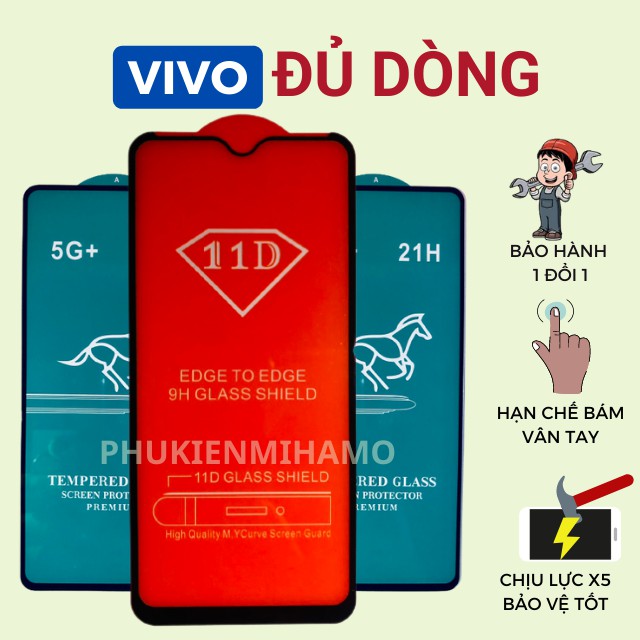 Kính cường lực VIVO Đủ dòng Full màn cao cấp OG+ độ cứng 21H - Siêu mượt - Hiển thị rõ nét - Hạn chế bám vân tay