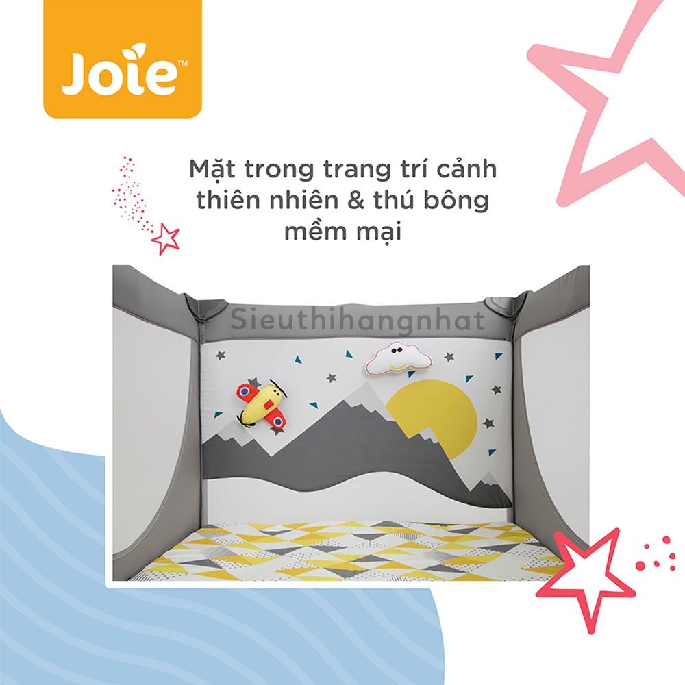 Giường cũi trẻ em Joie Cheer Little Explorer cho trẻ sơ sinh, kết cấu vững chắc, đệm lót êm ái giúp bé ngủ ngon