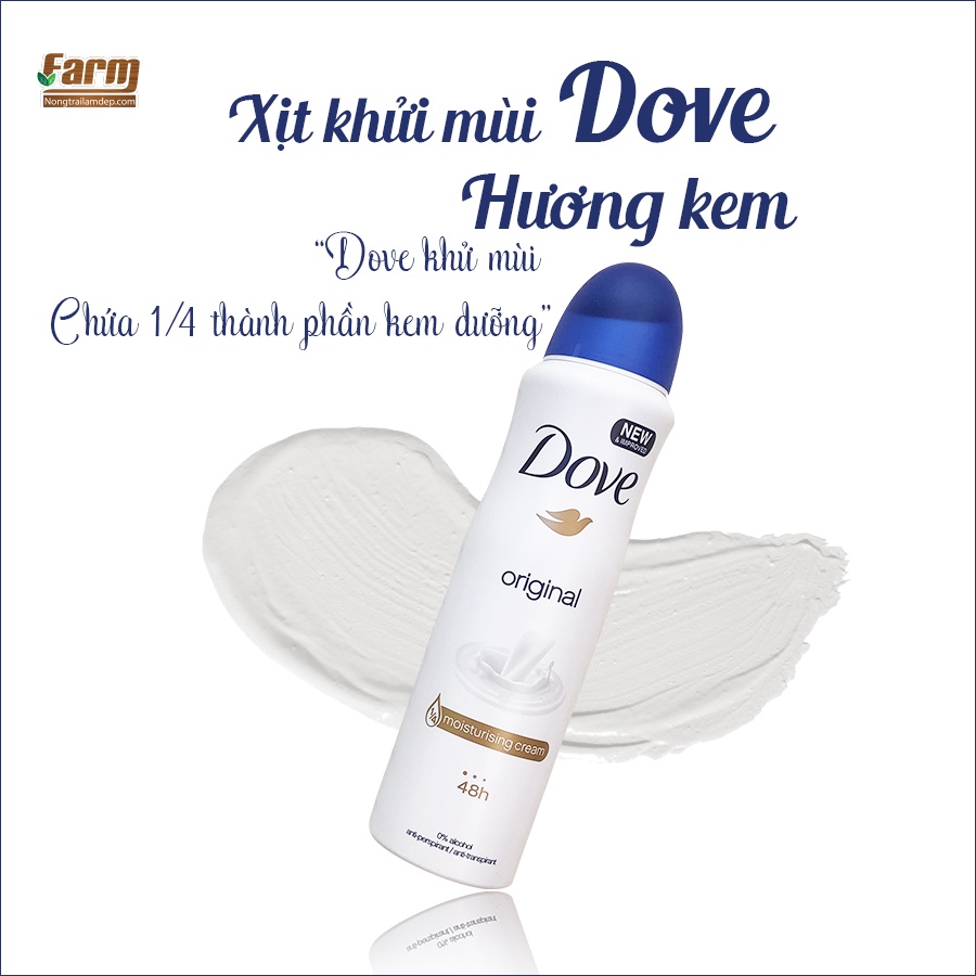 Xịt khử mùi cơ thể body nữ Dove Mỹ dưỡng ẩm hương thơm tươi mát lưu hương 48H Linh Giang chính hãng