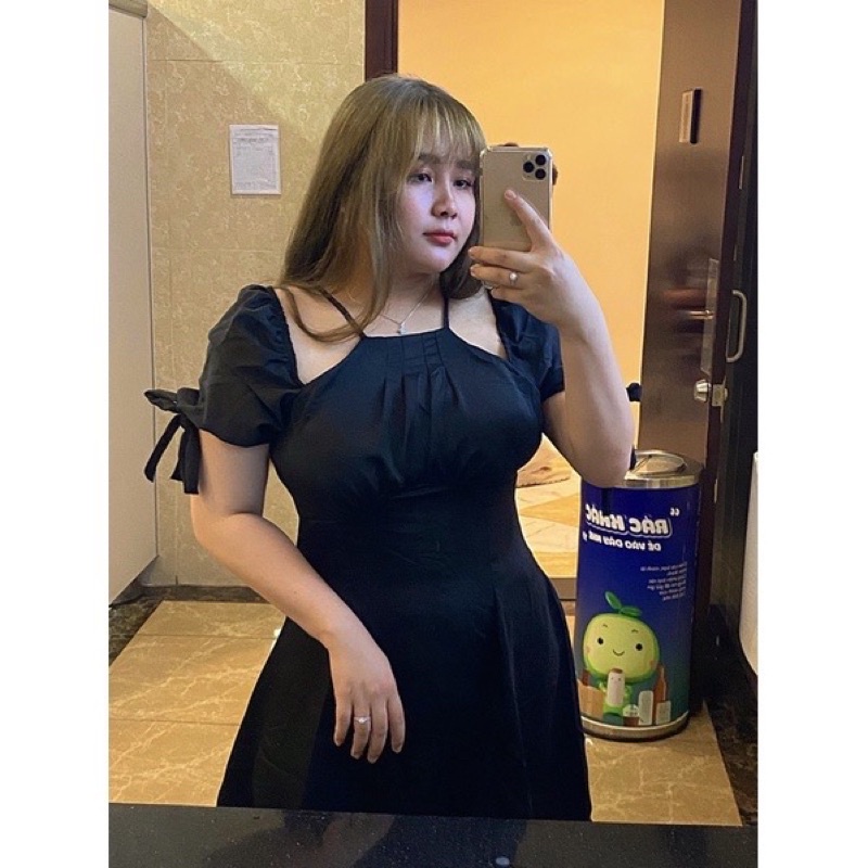 (Shop Bigsize Nữ 50kg-90kg) Đầm cổ yếm - form trên gối - Shop Táo Đỏ Bigsize | BigBuy360 - bigbuy360.vn