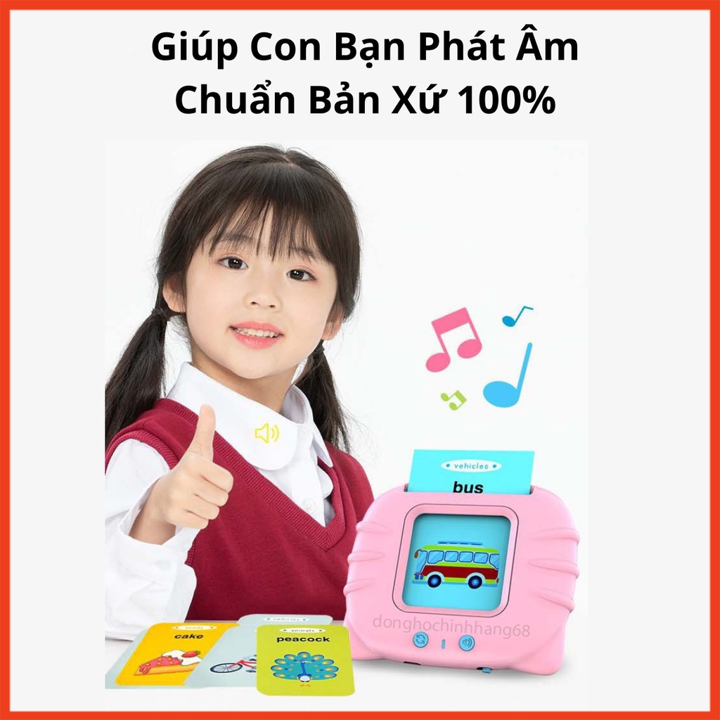 Máy Đọc Thẻ Tiếng Anh Cho Bé Flashcard Gồm 112 Thẻ 224 Từ Tiếng Anh Sạc Cổng USB Không Có Sóng Điện