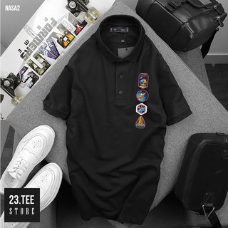 Áo polo đen trắng icon Nasa bao in dọc cực độc (100% ảnh thật)