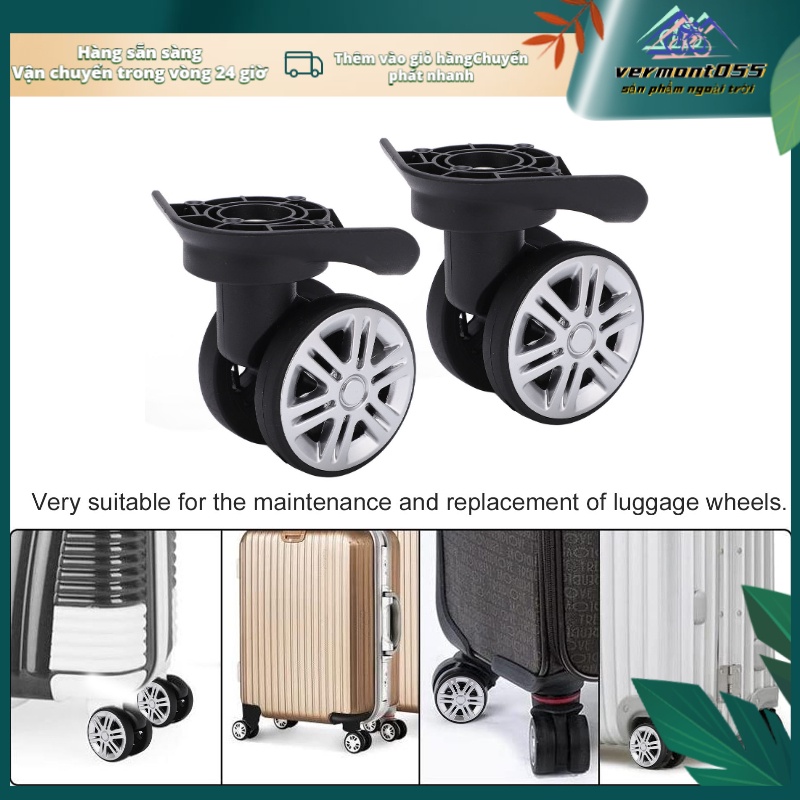 Hàng Hot 1 cặp Bánh xe xoay hành lý Bánh xe thay thế A19 Hàng đôi câm Hàng giao ngayVermont055