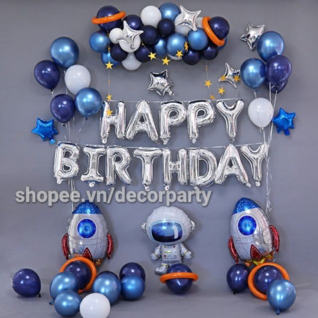 Set bóng phi hành gia trang trí sinh nhật bé trai DC038