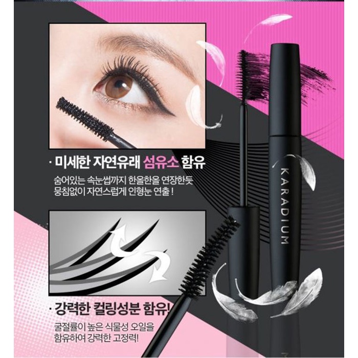 Mascara chống trôi Karadium cong dài dày mi On the Top Fiber Hàn Quốc