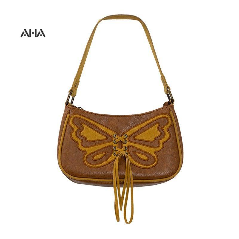 Túi xách AHA official kẹp dưới cánh tay thêu họa tiết phong cách retro Pháp