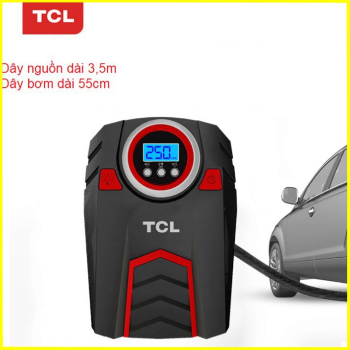 Sản phẩm Máy bơm lốp xe hơi, ô tô màn hình Led tự ngắt nhãn hiệu TCL TD3 Công suất 120W - Bảo hành 12 tháng .