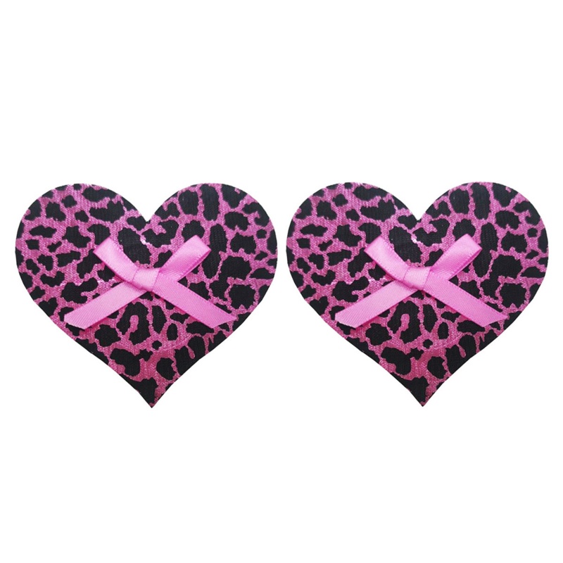 XIXI Set 10 Cặp Miếng Dán Che Nhũ Hoa Hình Trái Tim Họa Tiết Da Báo