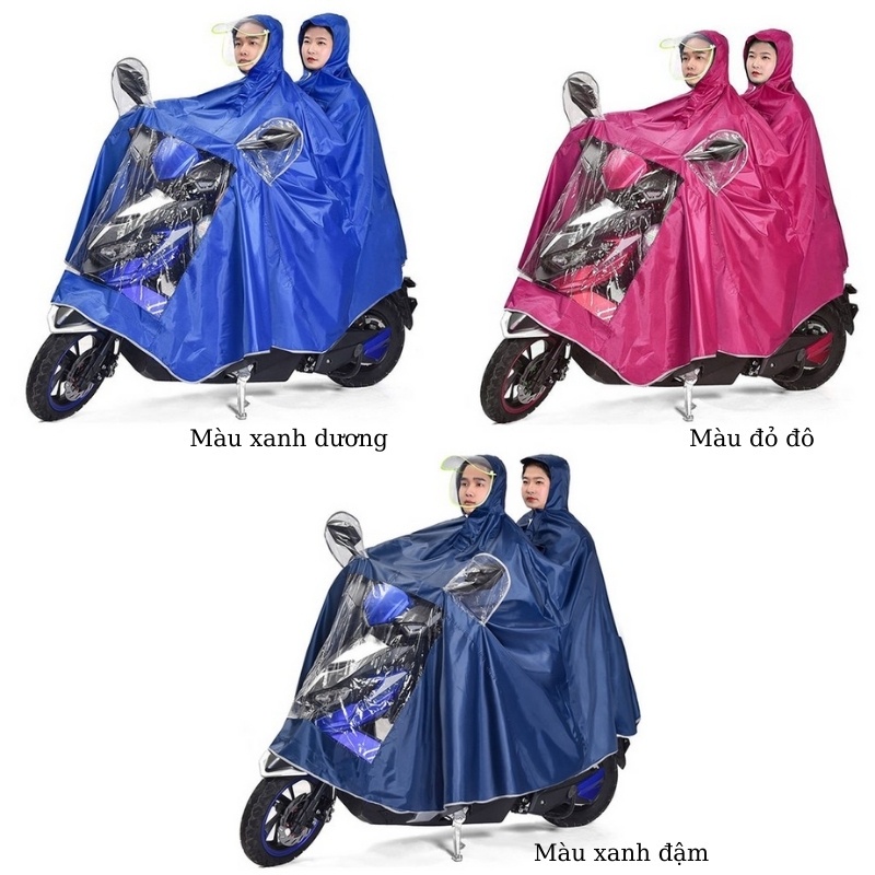 Áo mưa đôi 2 đầu cánh dơi vải dù ép PVC phản quang có kính che mặt vải dù siêu dai siêu bền
