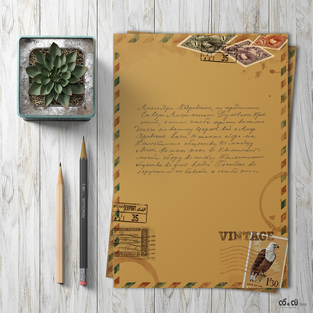 Giấy viết thư đẹp phong cách vintage giấy kraft dày dặn