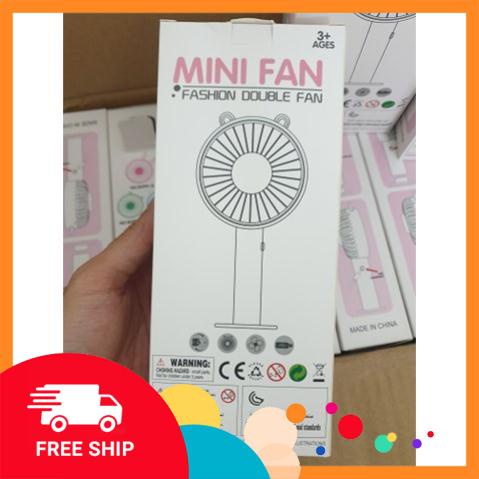 Quạt Mini KÈM Chân Đứng Pin 3h + SẠC + PIN - gấu/mèo/thỏ