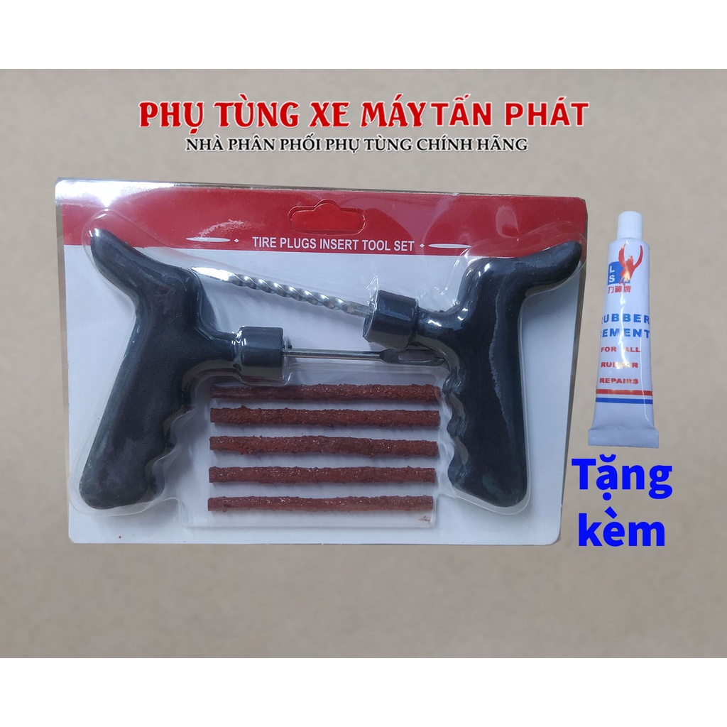 Bộ 3 Món Vá Lốp Không Săm Vỏ Không Ruột Xe Máy