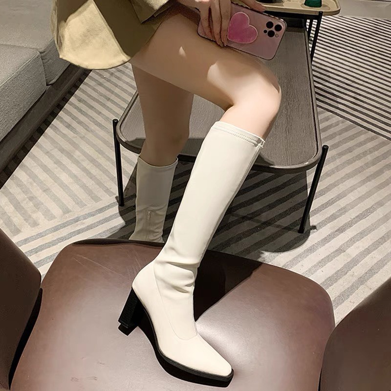 Boots gót vuông da mờ phong cách Âu Mỹ sang chảnh dành cho nữ, hàng quảng châu loại đẹp