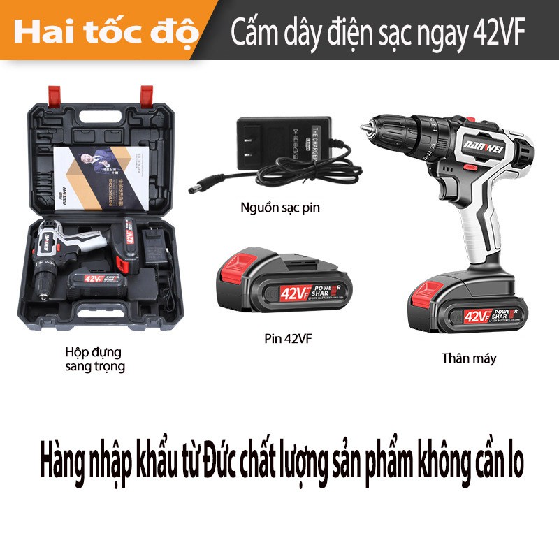 Máy khoan 42V 48V Hộp đồ nghề Máy khoan Lithium công nghiệp gia dụng cầm tay vặn ốc sửa chữa đồ diện gia dụng trong nhà