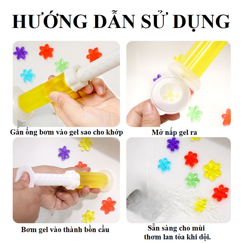 Gel khử mùi bồn cầu dạng thạch hình bông hoa với 7 mùi thơm cho toilet