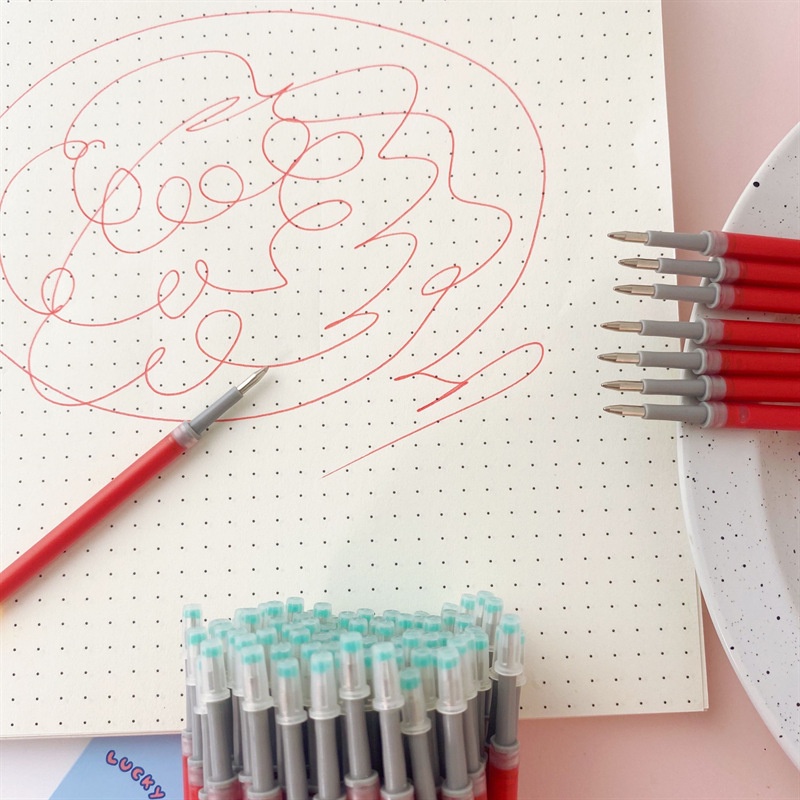 Bút Bi 10 Ngòi 0.5mm Mực Đen Đỏ Xanh Đỏ Dành Cho Văn Phòng