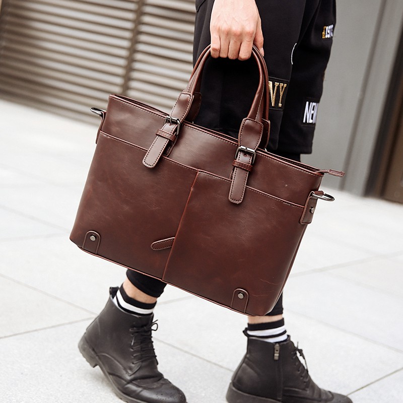 Túi xách màu trơn kiểu Hàn phong cách cổ điển dành cho bạn nam | BigBuy360 - bigbuy360.vn