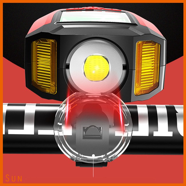 【sun】Bicycle Front Rear Light Rechargeable Bike Light Set Multifunction Bicycle Computer With Lights LED Headlight USB