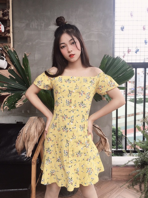 Đầm Hoạ tiết hoa nhí jisoo _ ShoulderDress ulzzang