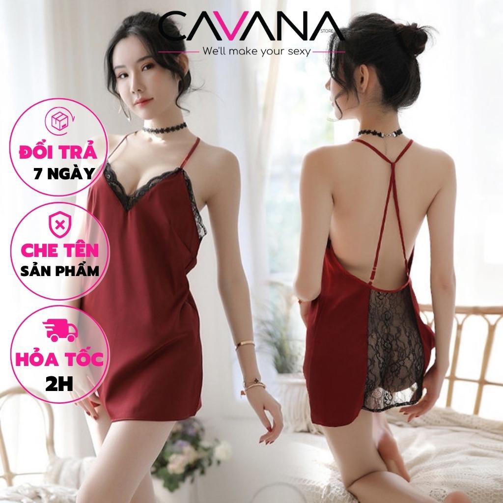 Váy ngủ cao cấp, đầm ngủ sexy gợi cảm sang trọng quyến rũ phi lụa phối ren N74 - CAVANA STORE