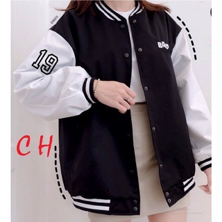 áo khoác bomber gió dù 1 lớp phôi tay trắng số 19 CH