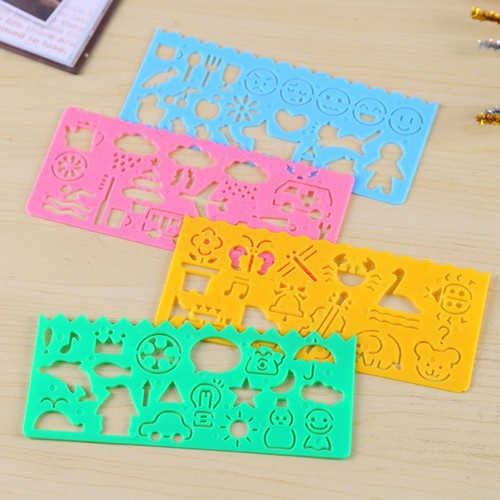 Thước kẻ in hình hình cho bé làm mỹ thuật, đồ dùng học sinh, họa tiết dễ thương