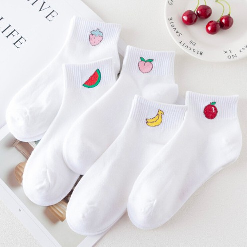 Vớ tất ngắn hình trái cây (đen, trắng) BUKAO