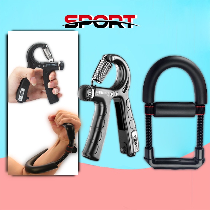 ComBo 2 Sản Phẩm Dụng Cụ Tập Gym Tại Nhà, chữ U tập cơ tay và kìm tập tay đếm số cao cấp