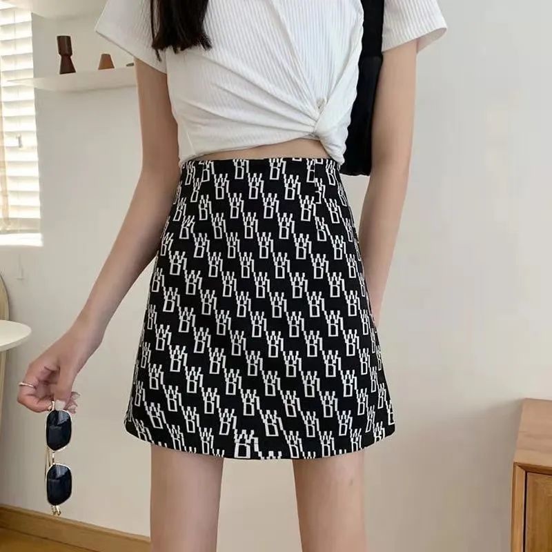 Chân Váy Chữ A Ngắn Lưng Cao Họa Tiết Sọc Caro Phong Cách Hàn Quốc Thời Trang Cho Nữ