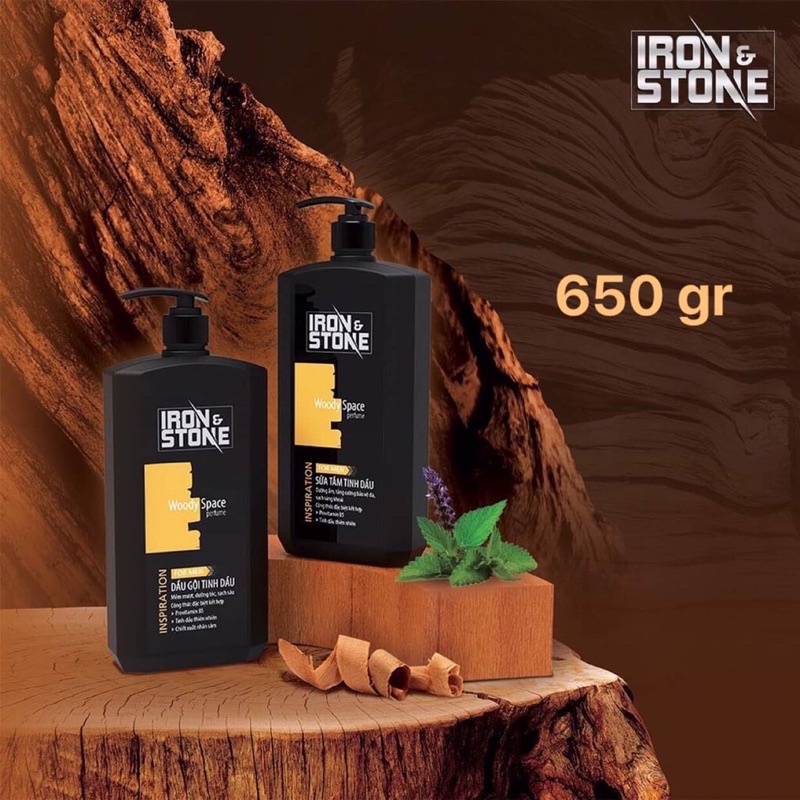 Sữa tắm tinh dầu IRON & STONE Inspiration hương Woody Space 650g dành cho nam