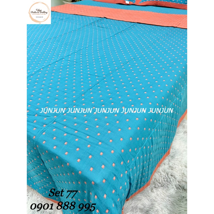 N31_SET Chăn Ga Gối vải Xô Organic sợi đậu nành dòng cao cấp