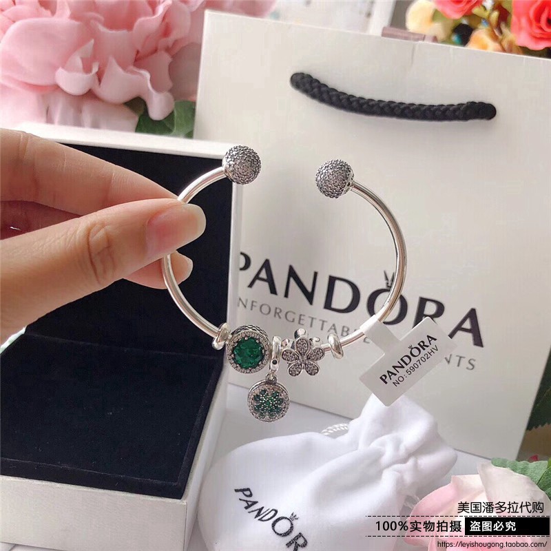 PANDORA Vòng Tay Hở Mặt Cỏ Bốn Lá Bằng Bạc Sterling Pandora925 Aa03564Sfsd Asrt666