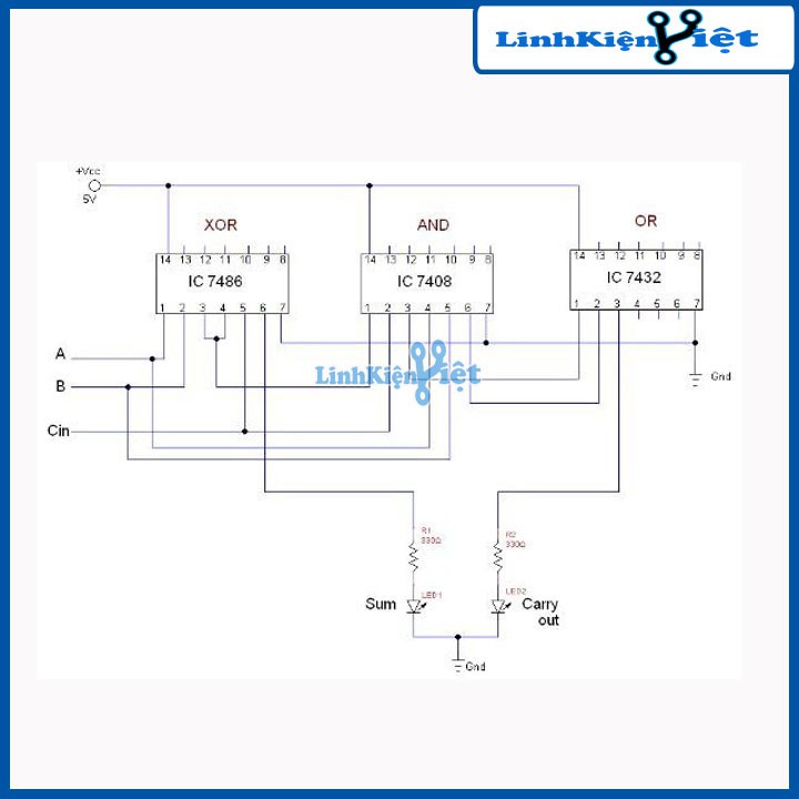 Chíp 74LS83 4-bit Binary Full Adder DIP16