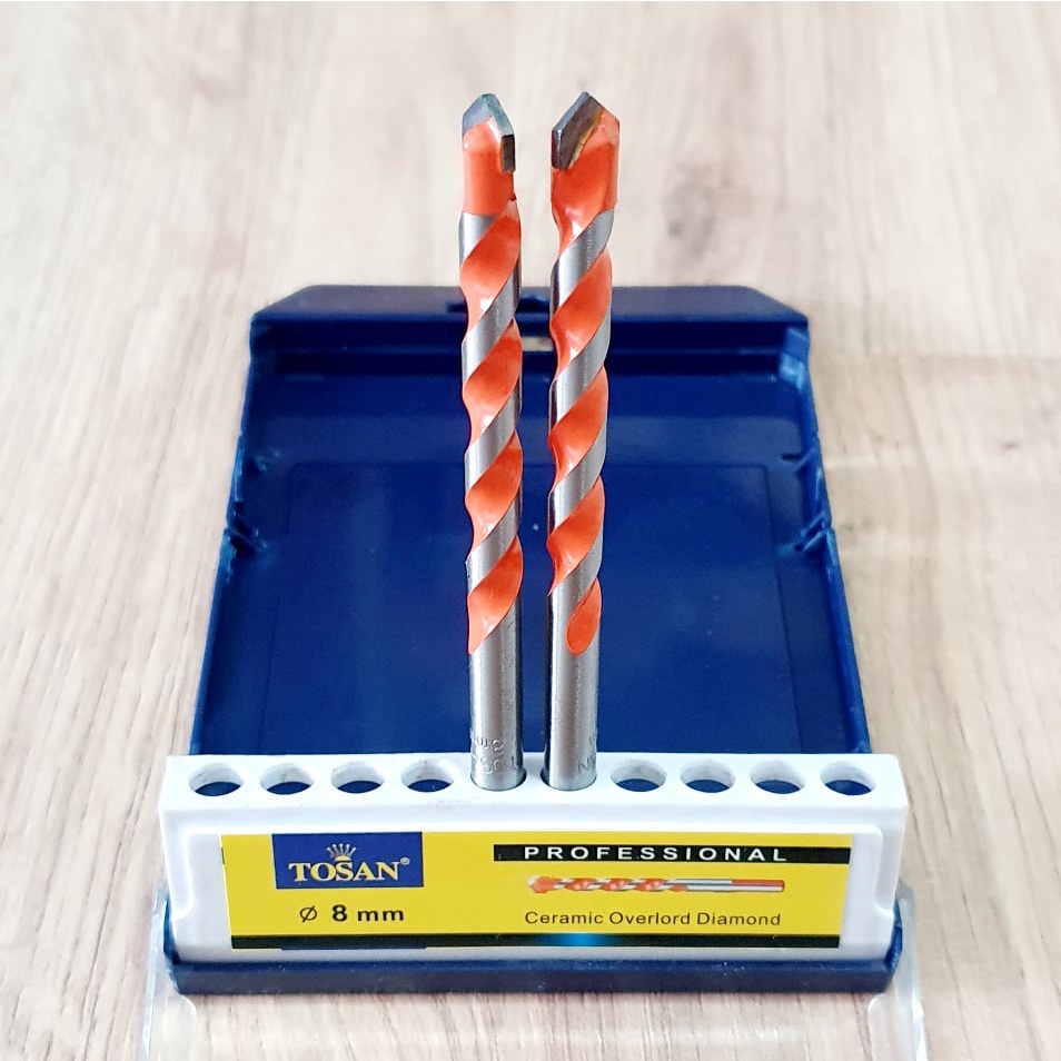 Hộp Dụng Cụ 10 Mũi Khoan Bê Tông Cùng Size 8mm Đuôi Trơn Sơn Xoắn Màu Cam