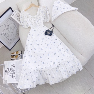ĐẦM MIDI HOA CỔ VUÔNG HOT