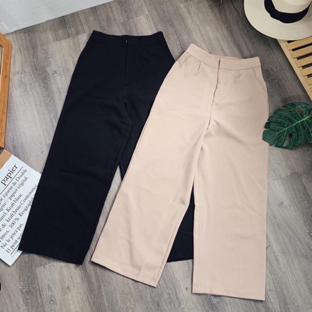 Quần ống rộng dáng dài lưng thon cúc giữa, vải vitex co giãn nhẹ, không nhăn nhàu m77