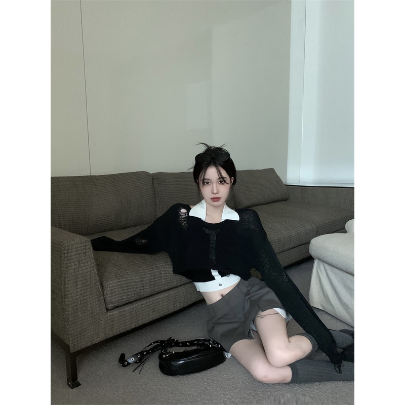 LALISAS Áo Sweater / Áo Không Tay Khoét Lỗ Thời Trang Hàn Quốc Giản Dị